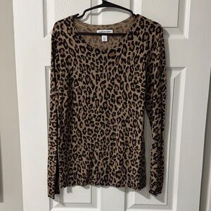 Amazon Essentials Brown Leopard Print Long Sleeve Top